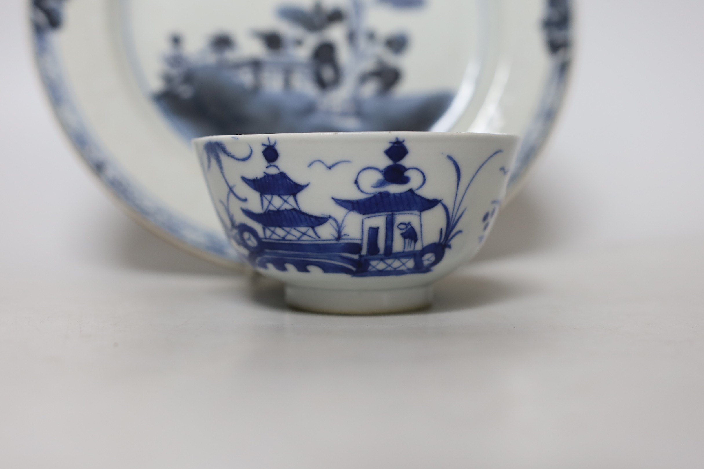 An 18th century Chinese blue and white plate, together with a cloisonné enamel dragon vase and a blue and white bowl. Vase height 23cm